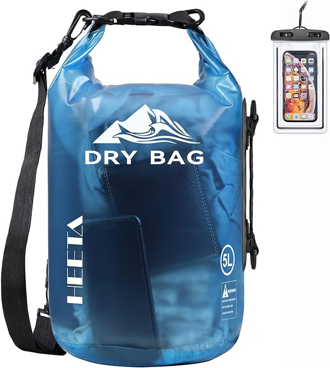 HEETA Dry Bag Waterproof for Women Men, 5L/10L/20L/30L/40L Roll Top Lightweight Dry Storage Bag Backpack with Phone Case f...