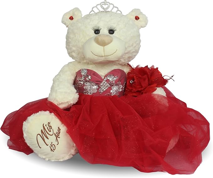 Kinnex Collections by Amanda Large 20” Quinceañera Teddy Bear Centerpiece – Elegant Dress, Oversized Keepsake Gift for 15 ...