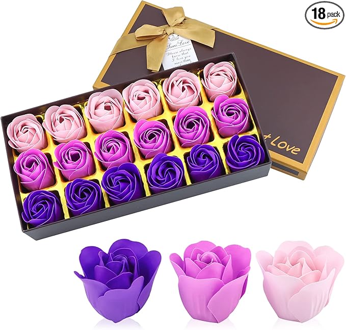 JIALEEY Floral Scented Bath Soap Rose Flower Petals, Plant Essential Oil Rose Soap Set, Best Gifts Ideas for Her Women Gir...