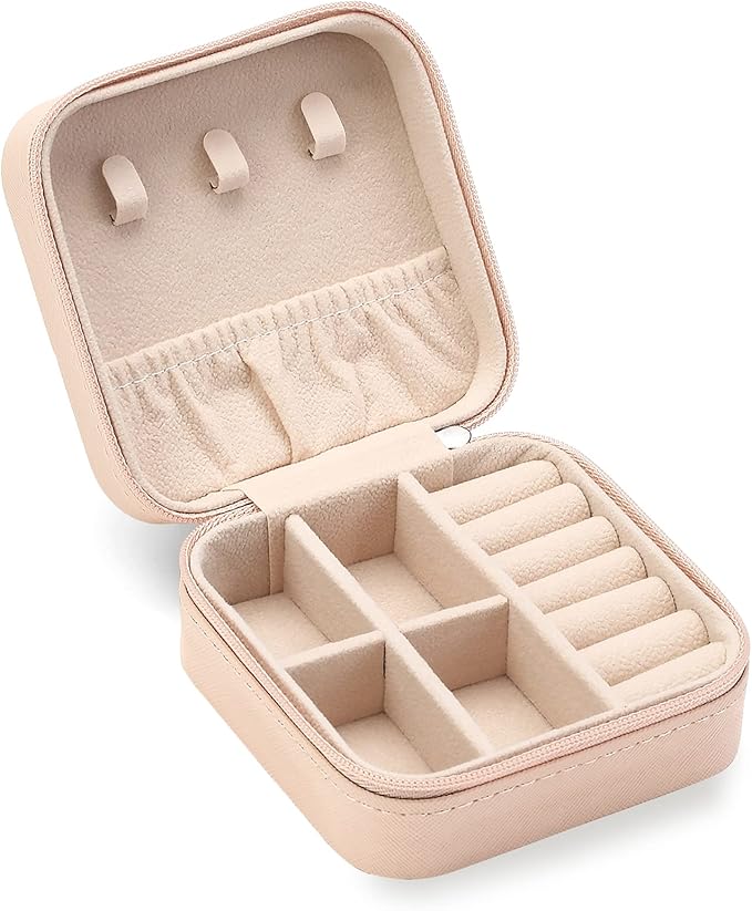 ZPROW Travel Jewelry Case, Mini Portable Jewelry Travel Boxes, Small Jewelry Organizer for Rings, Earrings, Pendants, Watc...