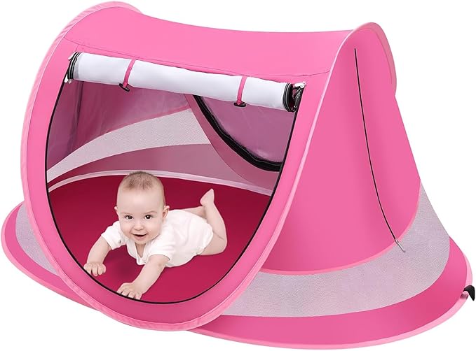Baby Beach Tent, Pop Up Toddler Travel Bed for Boys or Girls, Sun Shade for Toddler Camping, Infant Portable Sun Shade, Su...