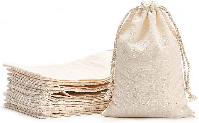 Tendwarm 20 Pack 3.9x5.9 Inches Cotton Drawstring Bags Reusable Muslin Sachet Bag for Party Wedding Storage Home Supplies