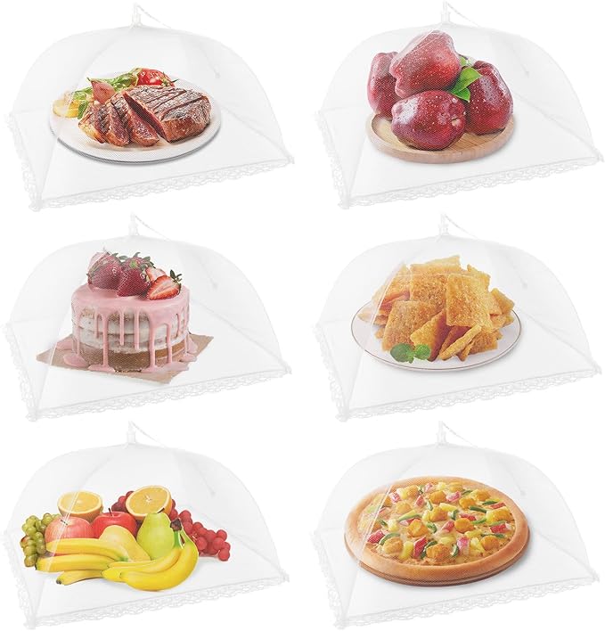 NEPAK 6 Large and Tall Food Covers, 17"x17" Food Tents Food Covers for Outdoors,Pop-up Mesh Food Covers Nets for Outside,S...
