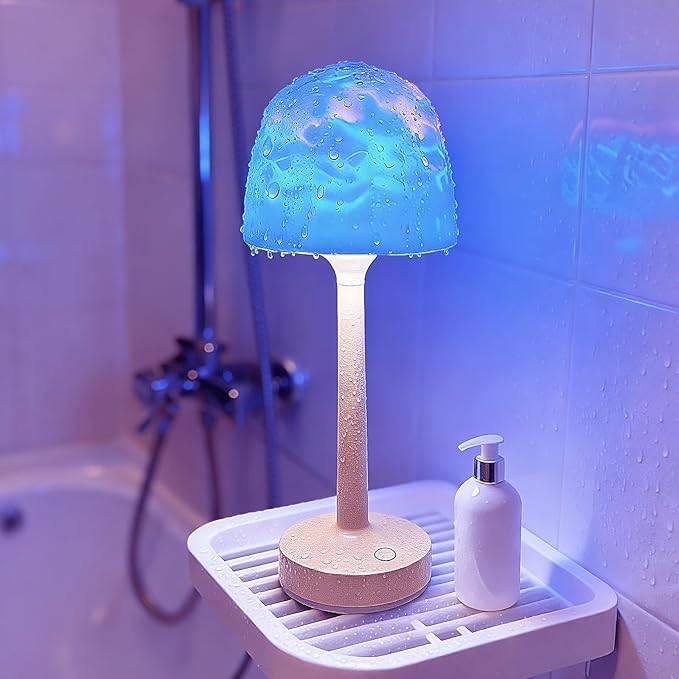 LAYSHINEEN Waterproof Shower Lamp, Cordless Bathroom Lamp with Touch and Remote Control, LED Shower Light with 16-Color Oc...