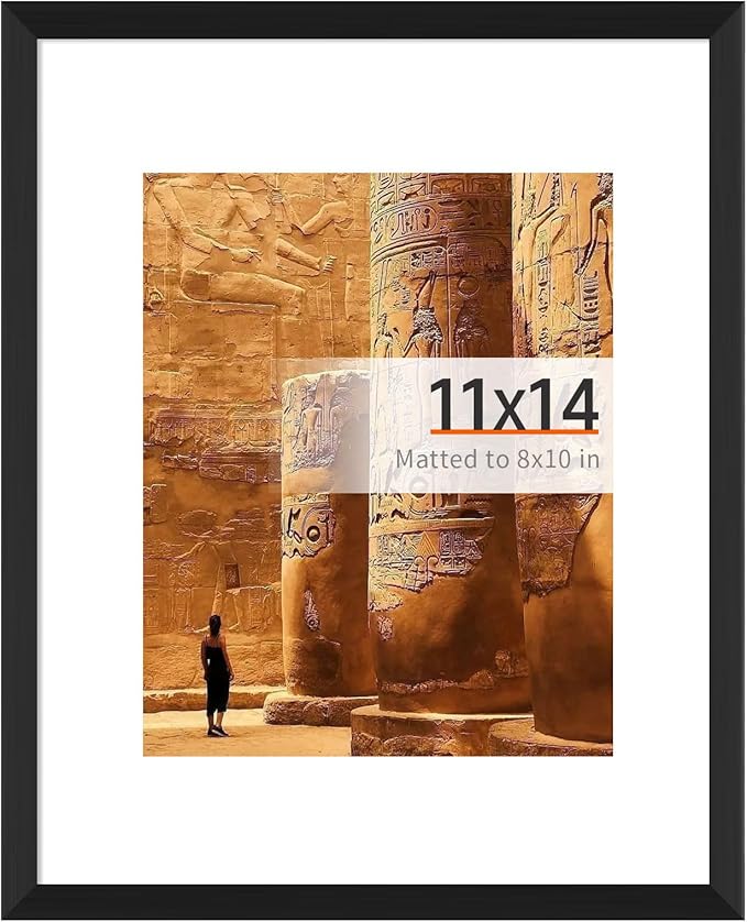 Arrow king 11x14 Black Picture Frame, Display Pictures 8x10 with Mat or 11x14 Without Mat, Wall or Tabletop Display with S...