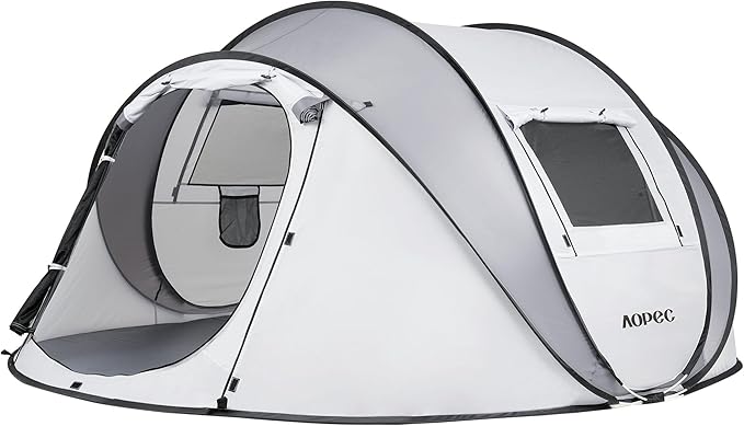 AOPEC Pop Up Camping Tent, 2/4/6 Person Instant Tent Waterproof PU4500mm, Spacious Ventilated Camping Tent with Front Porc...