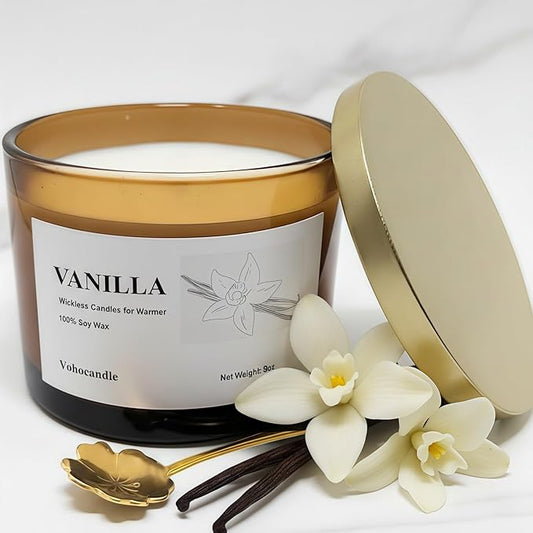 VOHO Vanilla Wickless Candles for Candle Warmer Lamp, 9oz Soy Candles with Stirring Spoon & Lid, Vanilla Candle for Annive...