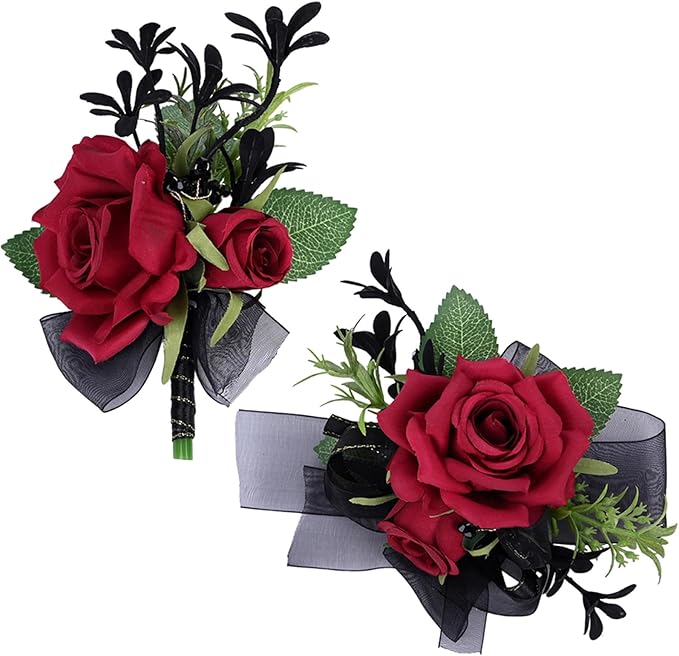 MAFELOE Corsage Boutonniere Set of 2 Pieces, Artificial Flower Supplies for Prom Party Business Celebration Suit Decoratio...
