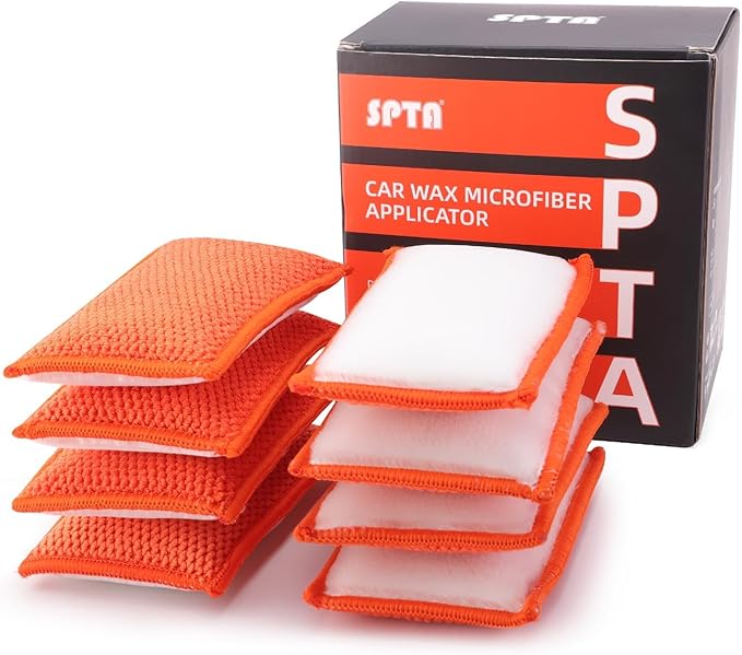 SPTA Car Interior Scrubbing Sponge, 8Pcs Scrub Ninja, Microfiber Car Wax Applicator, Car Wash Sponges for Car, Boat, Wood,...