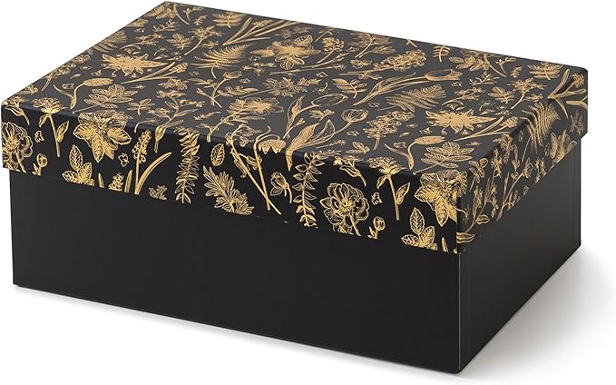 Soul & Lane Decorative Photo Storage Box with Lid, 11.7" × 7.7" × 4.5", Memory Box for Keepsakes, Floral Cardboard Picture...