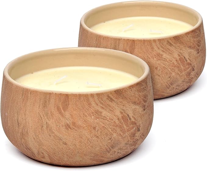 Aria Home Floral Scented Ceramic Candle Set of 2 Large 16 oz Decorative Candle Jar Clean Burning Home Fragrance Rustic Dec...
