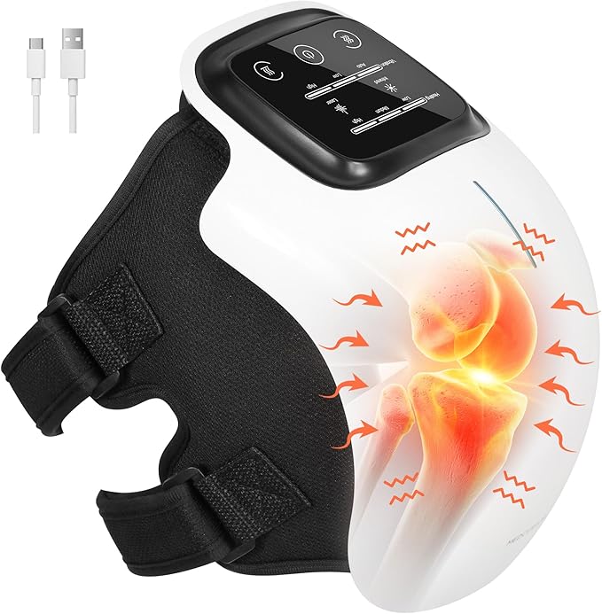 Medcursor Knee Massager, Cordless Heated Knee Massager with 3 Heating Levels, 3 Vibration Modes, LED Screen & Adjustable S...