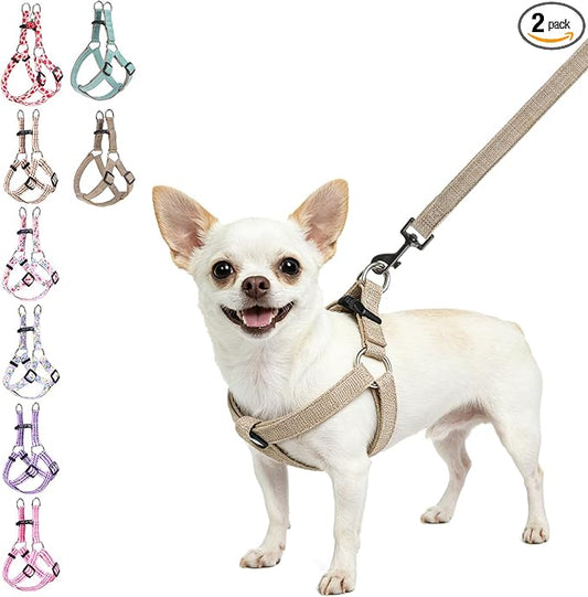 BEAUTYZOO No Pull Linen Dog Harness and Leash Set - Adjustable Step-in Puppy Harness for Small Medium Large Dogs, Escape P...
