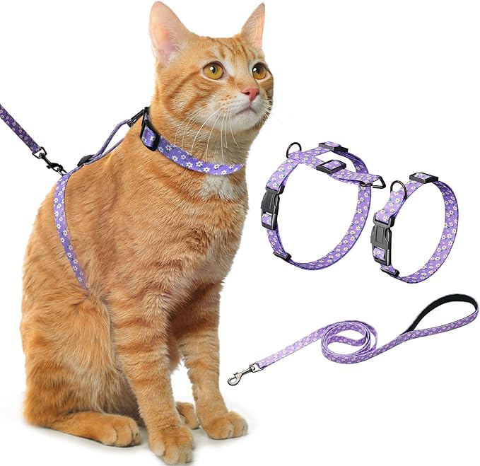 Hikiko Cat Harness and Leash Set Escape Proof Adjustable Walking Travel Cute Girl Kitten Harness for Small Medium Large Ca...