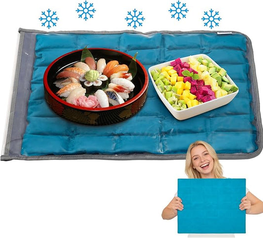Babeezy Party Mat Chiller Foldable Reusable Cooling Mat with Sleeve, Extra-Large 45×35 cm(Soak-to-Activate) 35 Large Cells...