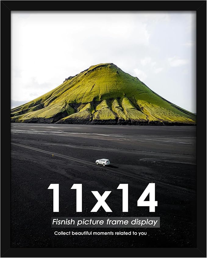 Fisnish 11x14 Picture Frame, for Tabletop Display, Horizontal or Vertical Wall Mounting, Black