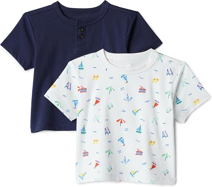 Amazon Essentials x Sofia Grainge Toddlers and Baby Boys' Cotton Short Sleeve Crewneck T-Shirts, Pack of 2