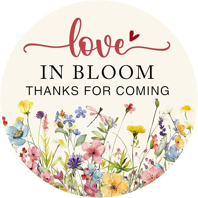 120 x Love in Bloom Wedding Stickers, Round Floral Labels, Bridal Shower Favor Stickers, Wedding Return Gift Stickers for ...