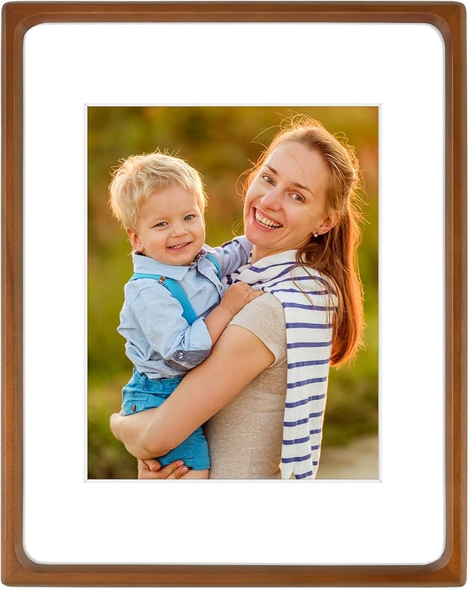 Golden State Art 11x14 Picture Frames - Brown Solid Wood with Glass, Rounded Corner 11 x 14 Picture Frame Matted to 8x10 P...