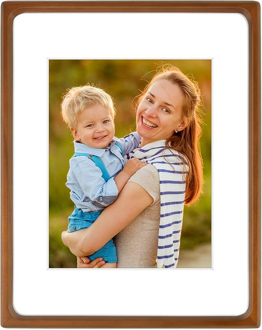 Golden State Art 11x14 Picture Frames - Brown Solid Wood with Glass, Rounded Corner 11 x 14 Picture Frame Matted to 8x10 P...