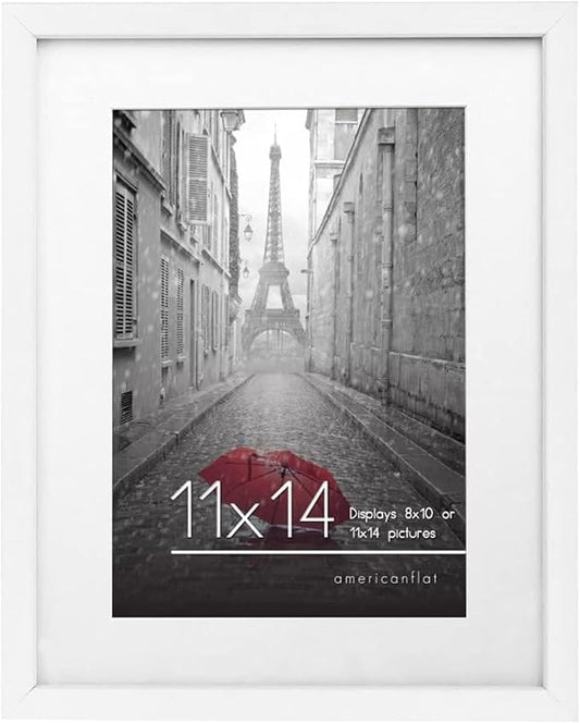 Americanflat 11x14 Picture Frame with Shatter-Resistant Glass - Use as 8x10 Frame with Mat or Display 11x14 Photo Without ...