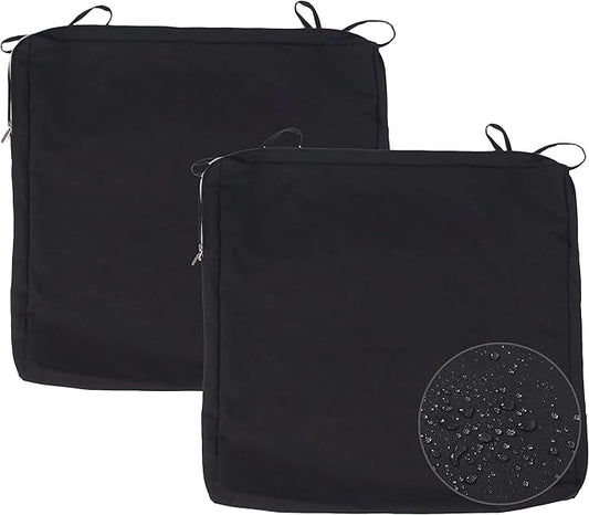 Leeymoo Outdoor Seat Cushion Covers, Water Repellent Patio Seat Cushion Covers-Only Covers (20"x20"x2" 2 Pack Black)