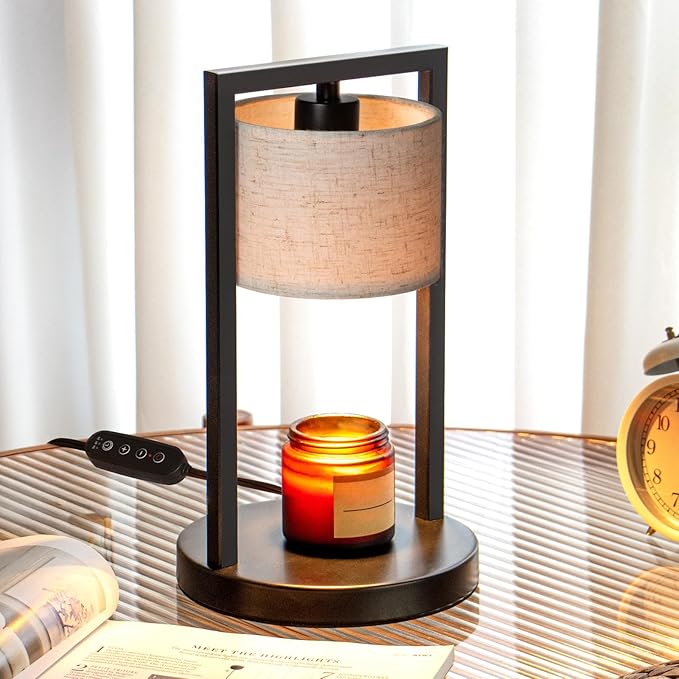 Candle Warmer Lamp with Timer, Electric Candle Warmer for Jar Candles, Dimmable Warming Light with 2 Bulbs, House Warming ...