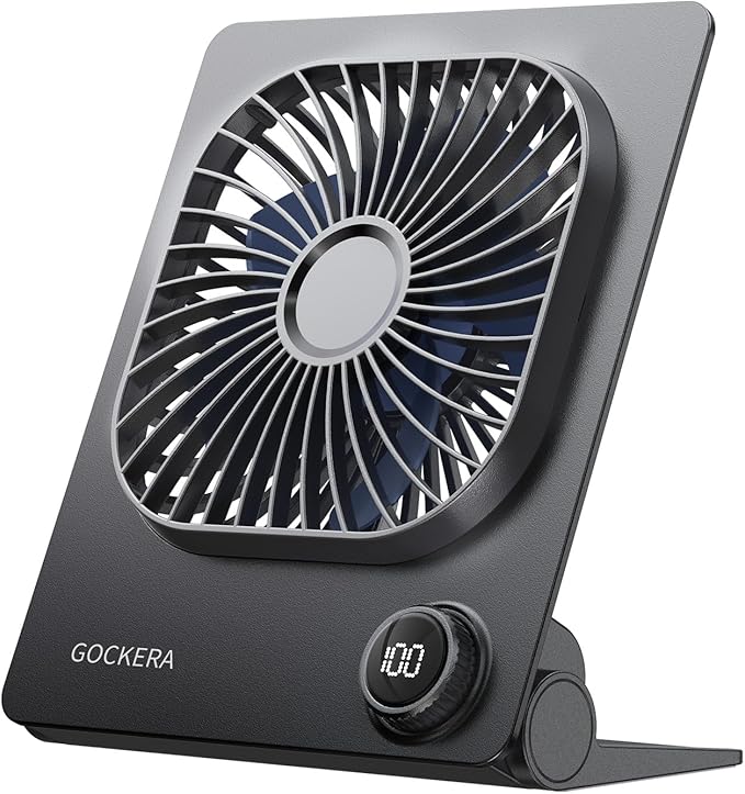 Desk Fan, 6.61''Ultra-thin 5000mAh Battery Powered Fan with Powerful Wind,100 Speeds Adjustable&Digital Display,Timer,Ultr...