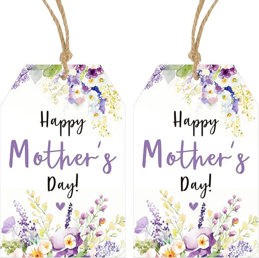 Anwyll Mothers Day Gift Tags - 50Pcs Happy Mother's Day Tags with String Floral Mother's Tag Personalized Best Mom Thank Y...