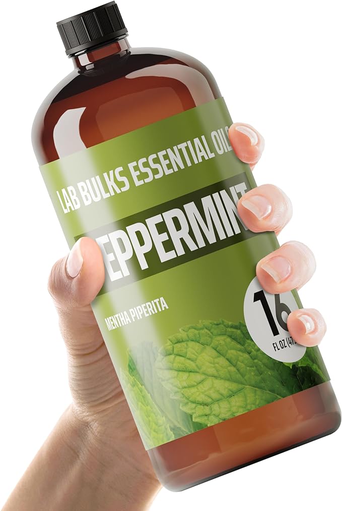 Lab Bulks Essential Oil Peppermint Essential Oil, 16 oz Bottle for Diffusers, House Cleaning, Candles, 1 Pack, Aromatherap...
