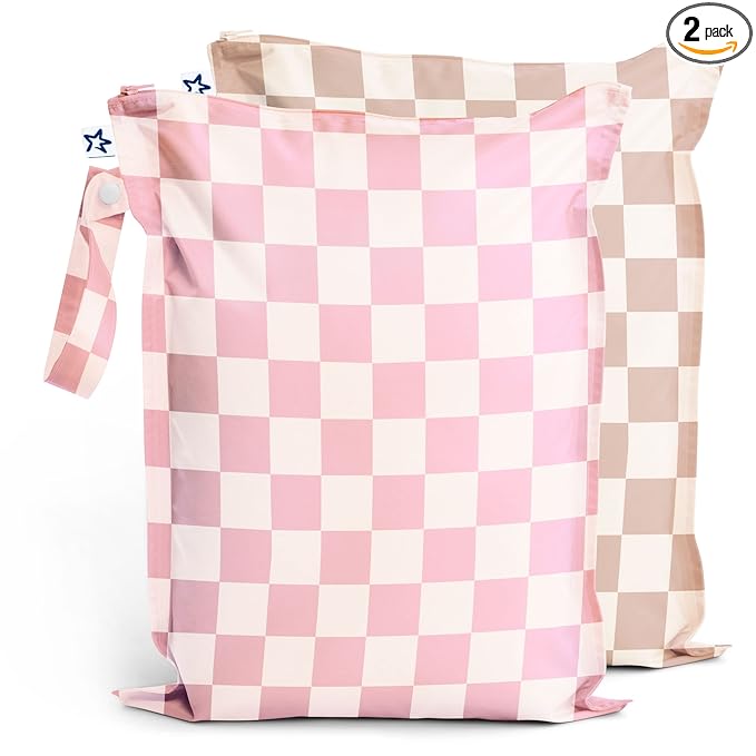 Tiny Twinkle Mess Proof Wet Bags | 2-Pack Reusable Waterproof Wet Bags for Swimsuits | Baby Clothes | Travel & Diaper Bag...