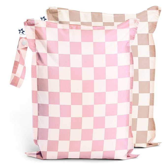 Tiny Twinkle Mess Proof Wet Bags | 2-Pack Reusable Waterproof Wet Bags for Swimsuits | Baby Clothes | Travel & Diaper Bag...