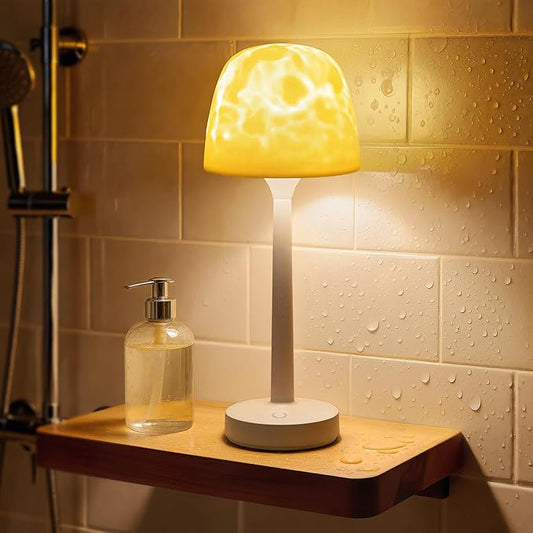 Beslike Waterproof Shower Lamp, Rechargeable Cordless Bathroom Light with Ocean Wave Projector, 16-Color Changing LED Mood...
