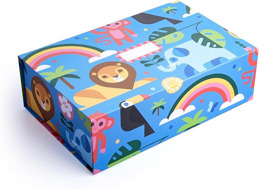Sorarto Birthday Box for Kids – Jungle Animal Memory Box for Keepsakes with Magnetic Lid – Sturdy Decorative Gift Box for ...