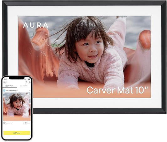 Aura Carver 10" HD WiFi Digital Picture Frame – Free Unlimited Cloud Storage – Send Photos from Phone – No Subscription – ...