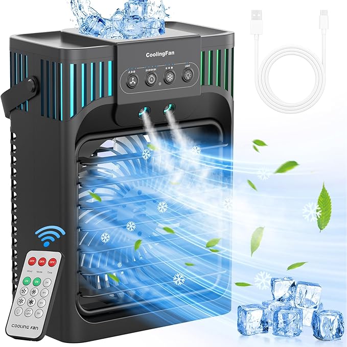 Serantzon Portable Air Conditioners, 4-in-1 Evaporative Air Cooler with Remote Control, Cooling Fan with 3 Modes, 3 Speeds...