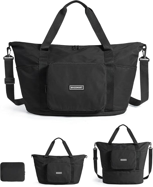 BAGSMART Foldable Travel Bag, 37L Expendable Personal Item Bag, Lightweight Travel Essentials for Women, Water Resistant E...