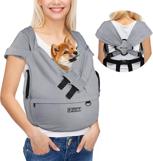 Petskd Dog Carrier Sling for Small Pet 7-15 LBS, Hands Free Front Facing Cat Sling Chest Carrier with Bottom Mat and Adjus...