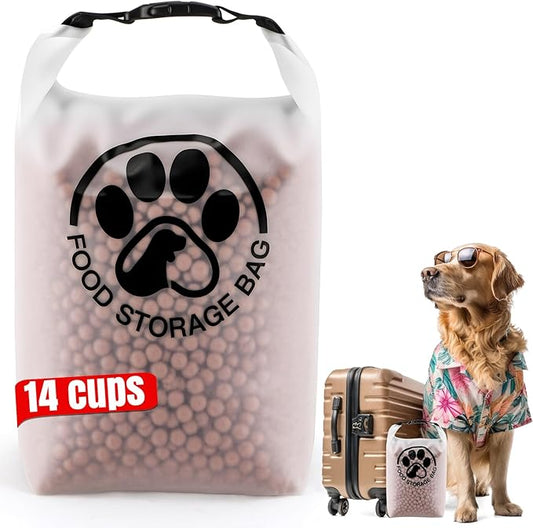 Aosnare Pet Food Storage Bag for Travel - Transparent Leak-Proof Dog Food Container with Roll-Top Closure, Keeps Kibble Fr...