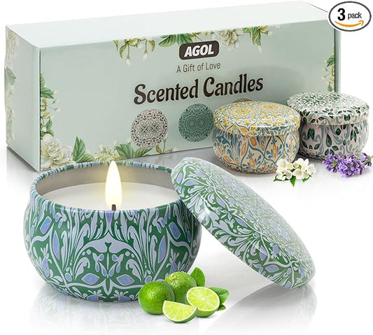 3 Pack Scented Candles Gifts for Women, 2.5 oz Aromatherapy Candles for Home Scented, Natural Soy Candles with Floral Scen...