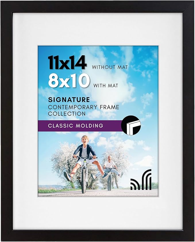 Americanflat 11x14 Picture Frame with Shatter-Resistant Glass - Use as 8x10 Frame with Mat or Display 11x14 Photo Without ...