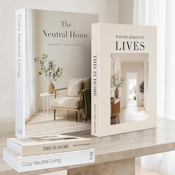 Braveriky Decorative Books for Neutral Home - Fake Books Storage Box for Decoration - Set of 2 Coffee Table Book - Photo S...