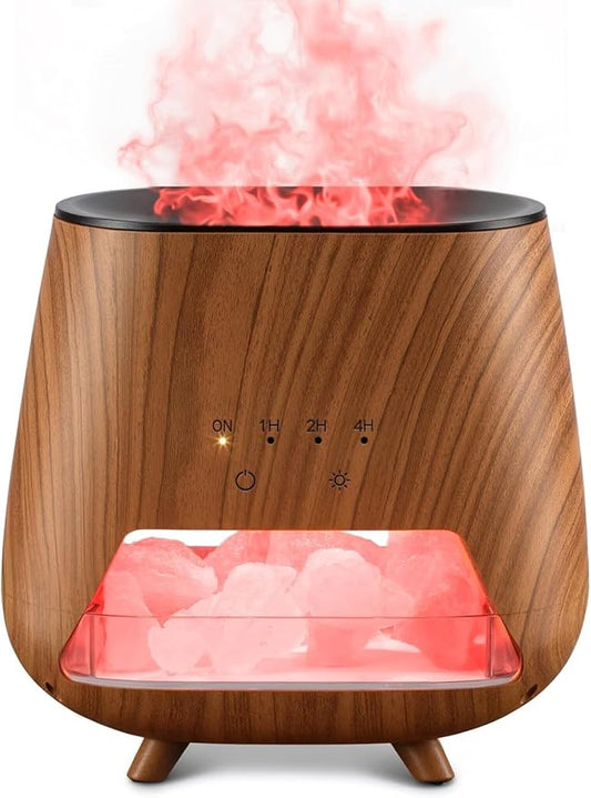 Essential Oil Diffuser for Home, 4-in-1 Aromatherapy Diffuser & Himalayan Salt Lamp, 200ml Cool Mist Humidifier, 9-Color L...