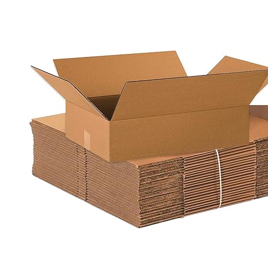 BOX USA Shipping Boxes Medium 20"L x 14"W x 4"H 25-Pack, Cardboard Box for Shipping, Moving, Mailing, Packing, Packaging a...