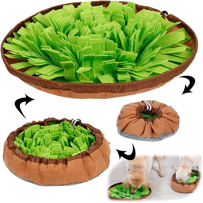 AWOOF Pet Snuffle Mat for Dogs, Interactive Feed Game for Boredom, Encourages Natural Foraging Skills for Cats Dogs Bowl T...