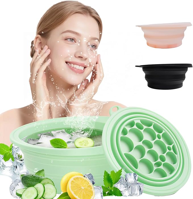 YingCheng Face Bowl for Ice with Built-in Icetray and Ice Roller for Face,Silicone Facial Ice Bath for Tone Skin Shrinking...