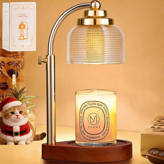 Candle Warmer Lamp with Timer Dimmer, Adjustable Height Wax Melt Warmer for Jar Candles, Vintage Home Decor & Aesthetic Be...