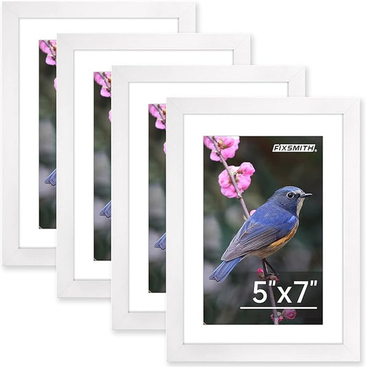 FIXSMITH 5x7 Picture Frame Bulk-4 Pack, Photo Frame with HD Plexiglass, Display Pictures 4x6 with Mat or 5x7 Without Mat, ...