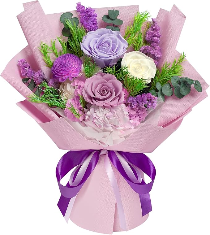 Preserved Flowers Bouquet - Birthday Gifts for Women, Real Flowers for Delivery Prime, Long-Lasting Eternal Rose for Her o...