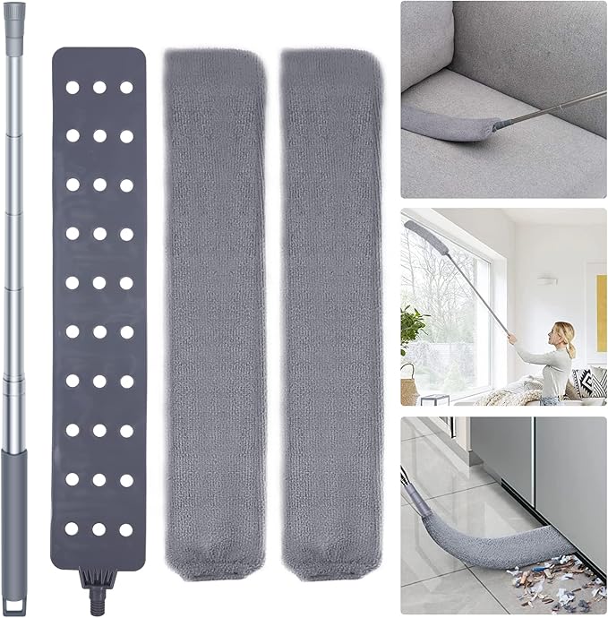 Retractable Gap Dust Cleaner Cleaning Tools with 2 Microfiber Dusting Cloths Long Handle 60inches Washable and Retractable...